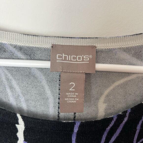 Chico’s Wildflower Scoop Neck Top Long Sleeve Twofer Pullover Color Black 270 - Picture 4 of 8